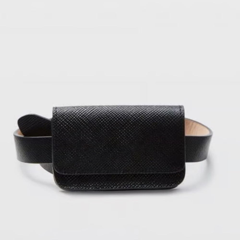 Club Monaco Black 100% Cow Leather Purse Belt Women’s Size Medium - Picture 2 of 12